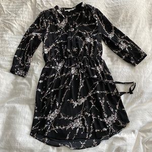 Daniel Rainn split crew neck dress gray & blush